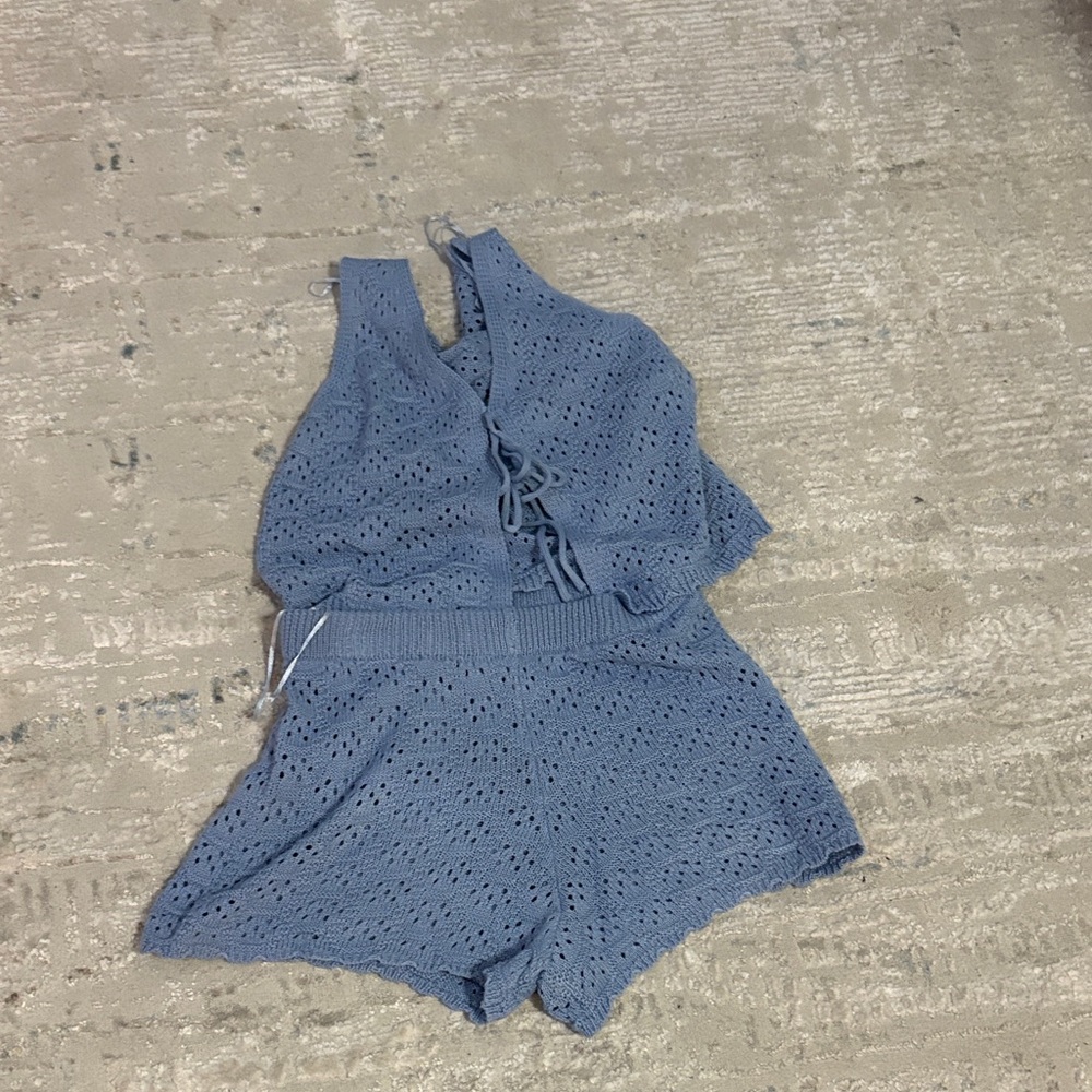 Women's Blue Crochet Shorts